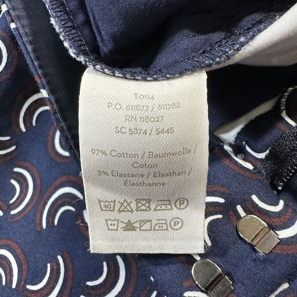 BODEN Navy Blue Richmond Rainbow Pattern Slim Straight Leg Trouser Pants Size 6R - Picture 7 of 9